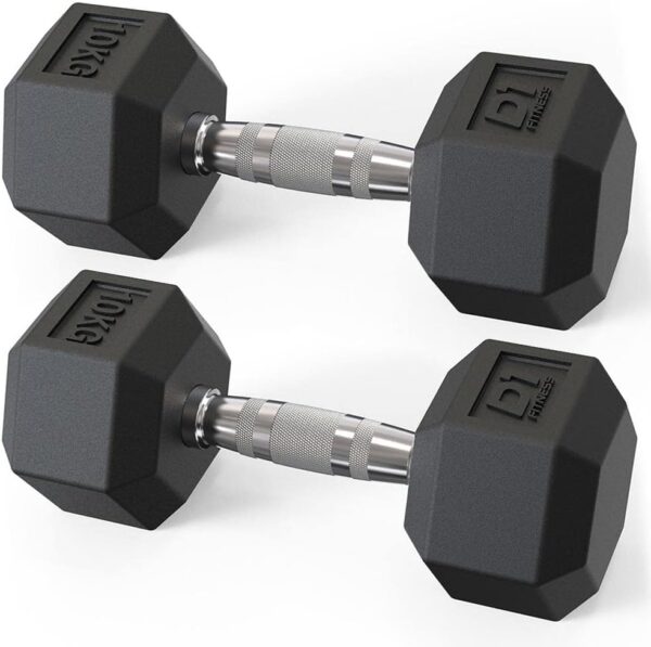 Halteres Sextavado Emborrachado 10kg (par)
